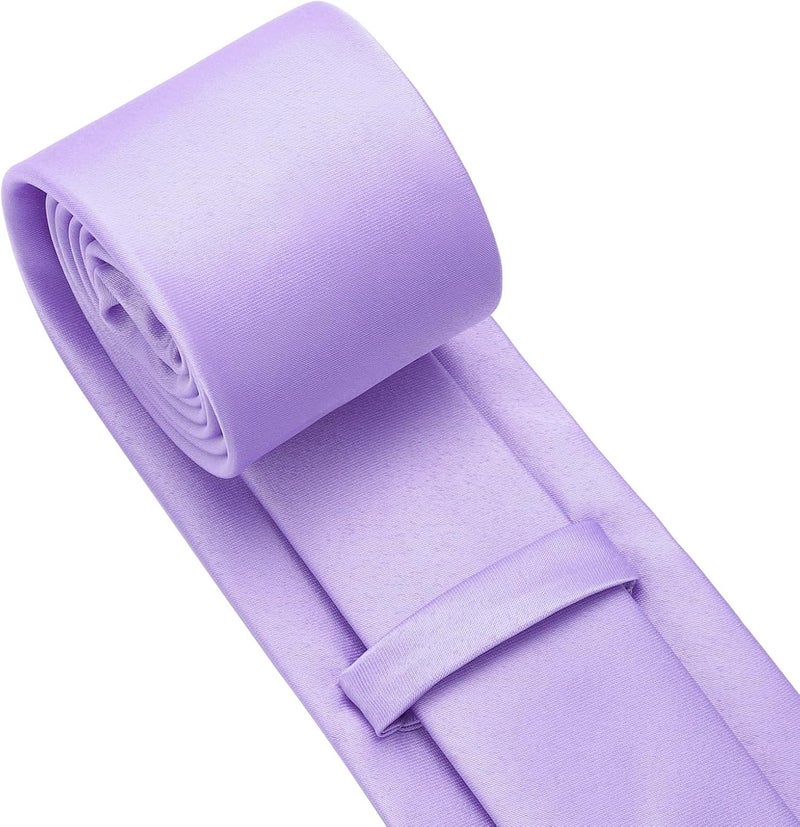 pensee Men's Tie Set Solid Pure Color 3.15" (8CM) Classic Formal Plain Necktie and Pocket Square Set For Men - Image 5